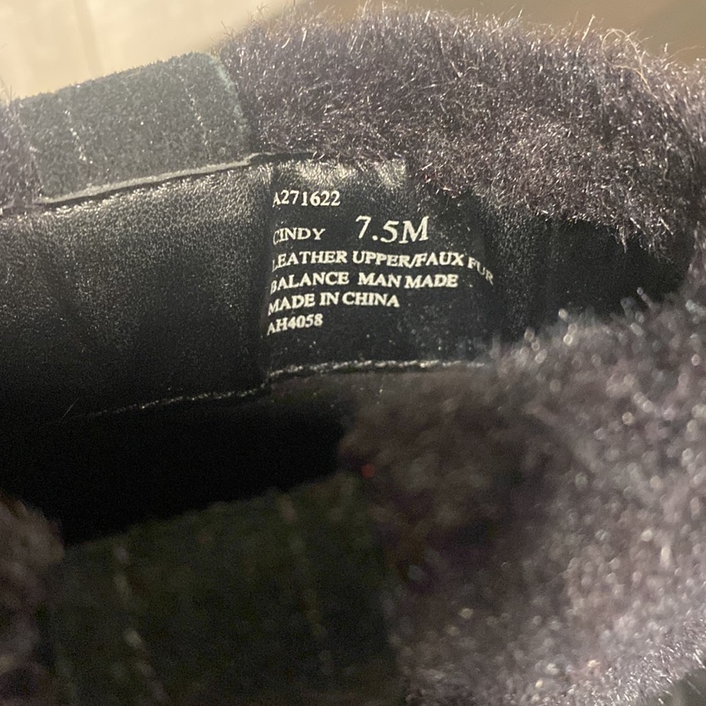 Halston Black Suede Faux Fur Boots - Picture 7 of 9
